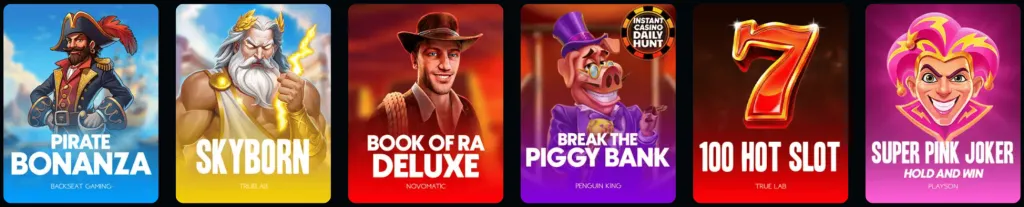 Catálogo de juegos en Instant Casino