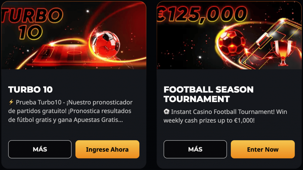 Cashback semanal y bonos de recarga en Instant Casino